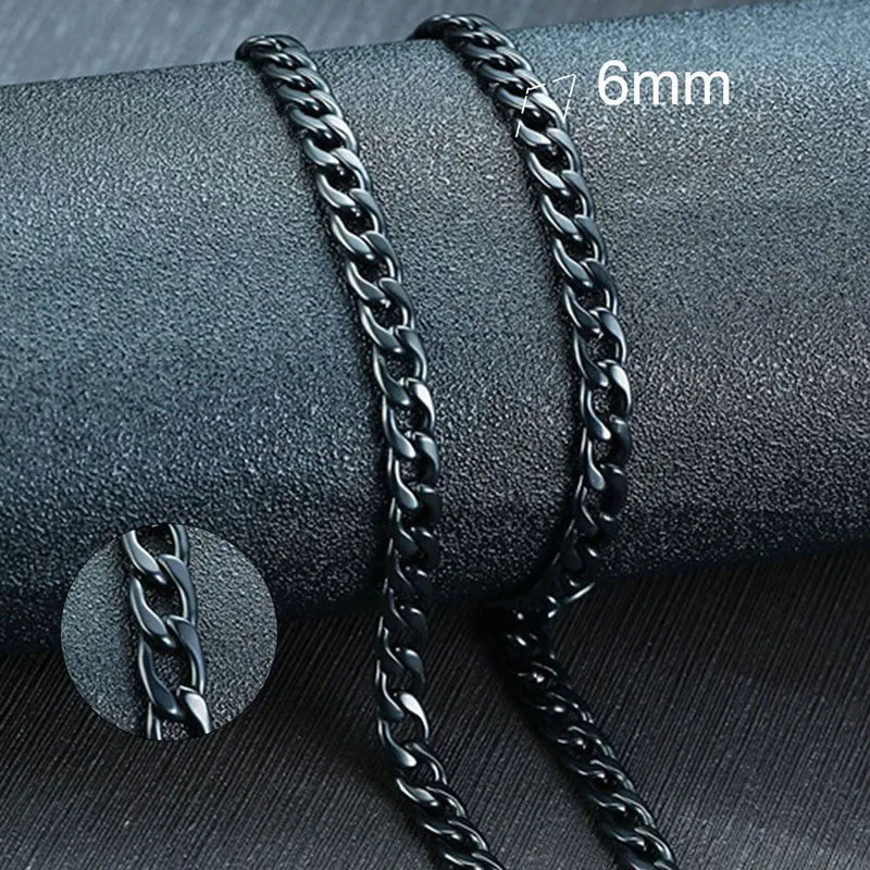 Collier de chaîne à maillons cubains pour hommes en acier inoxydable Couleur or noir Collier ras du cou Bijoux Cadeaux pour lui
