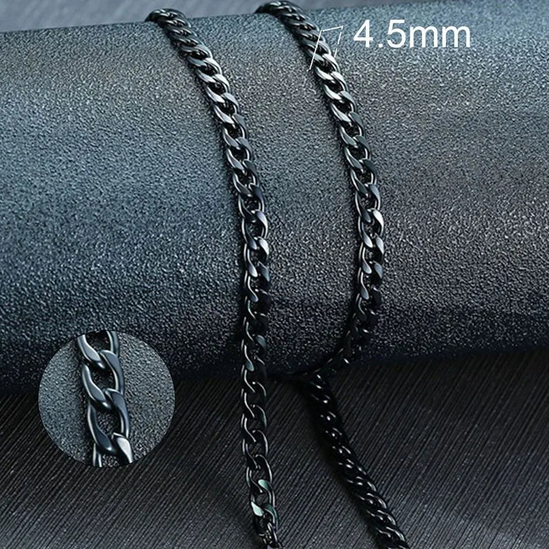Collier de chaîne à maillons cubains pour hommes en acier inoxydable Couleur or noir Collier ras du cou Bijoux Cadeaux pour lui