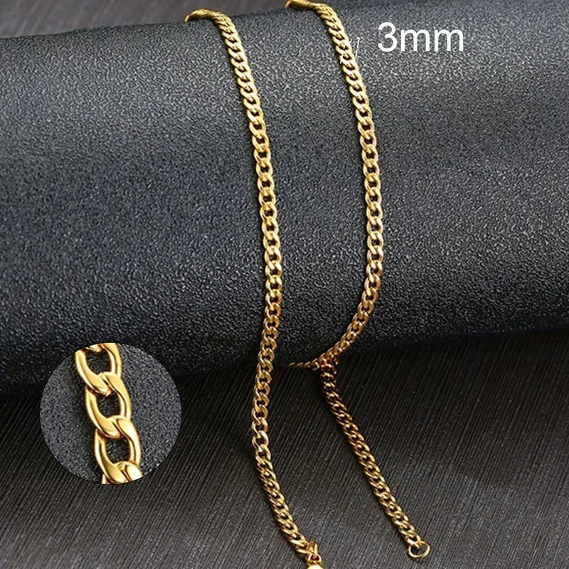 Collier de chaîne à maillons cubains pour hommes en acier inoxydable Couleur or noir Collier ras du cou Bijoux Cadeaux pour lui