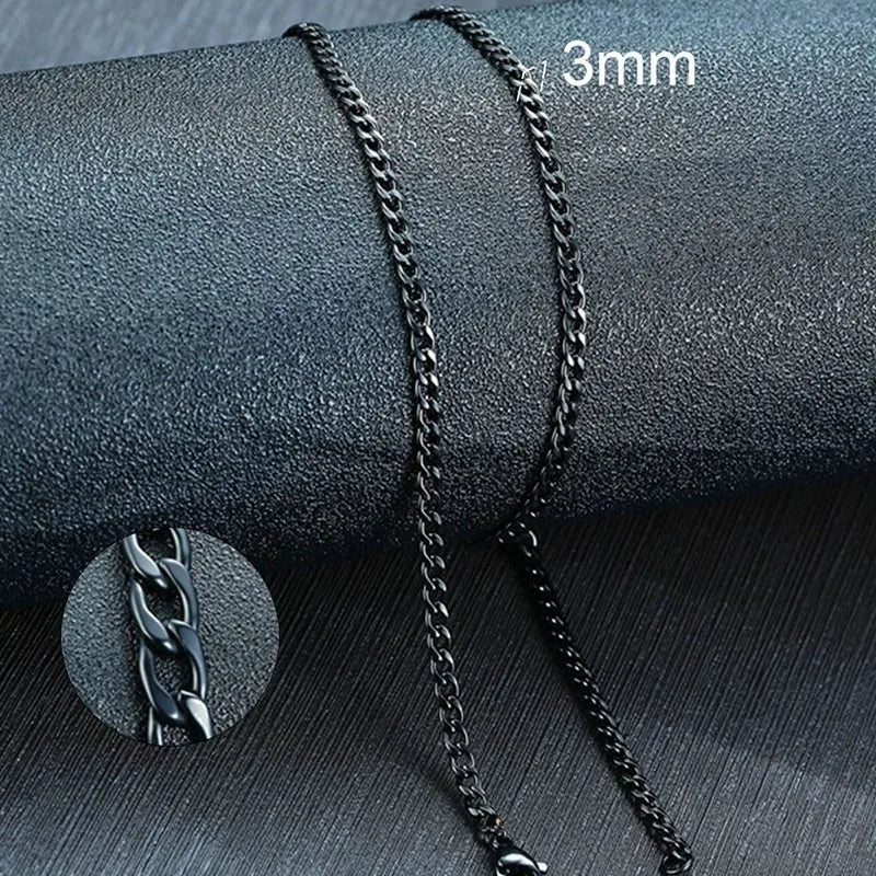 Collier de chaîne à maillons cubains pour hommes en acier inoxydable Couleur or noir Collier ras du cou Bijoux Cadeaux pour lui