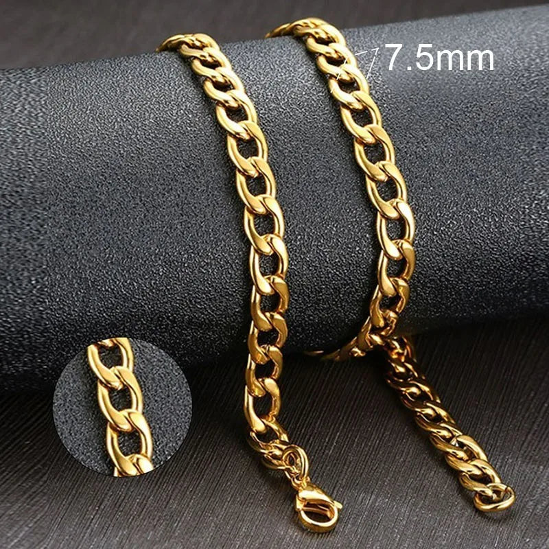 Collier de chaîne à maillons cubains pour hommes en acier inoxydable Couleur or noir Collier ras du cou Bijoux Cadeaux pour lui