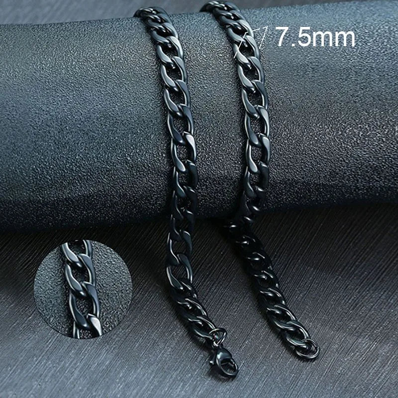 Collier de chaîne à maillons cubains pour hommes en acier inoxydable Couleur or noir Collier ras du cou Bijoux Cadeaux pour lui