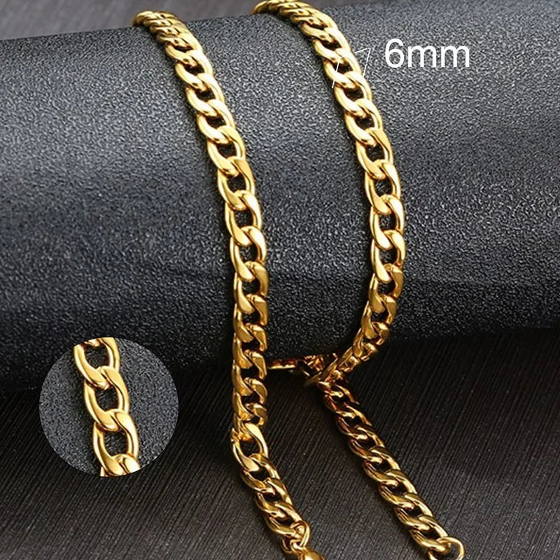 Collier de chaîne à maillons cubains pour hommes en acier inoxydable Couleur or noir Collier ras du cou Bijoux Cadeaux pour lui