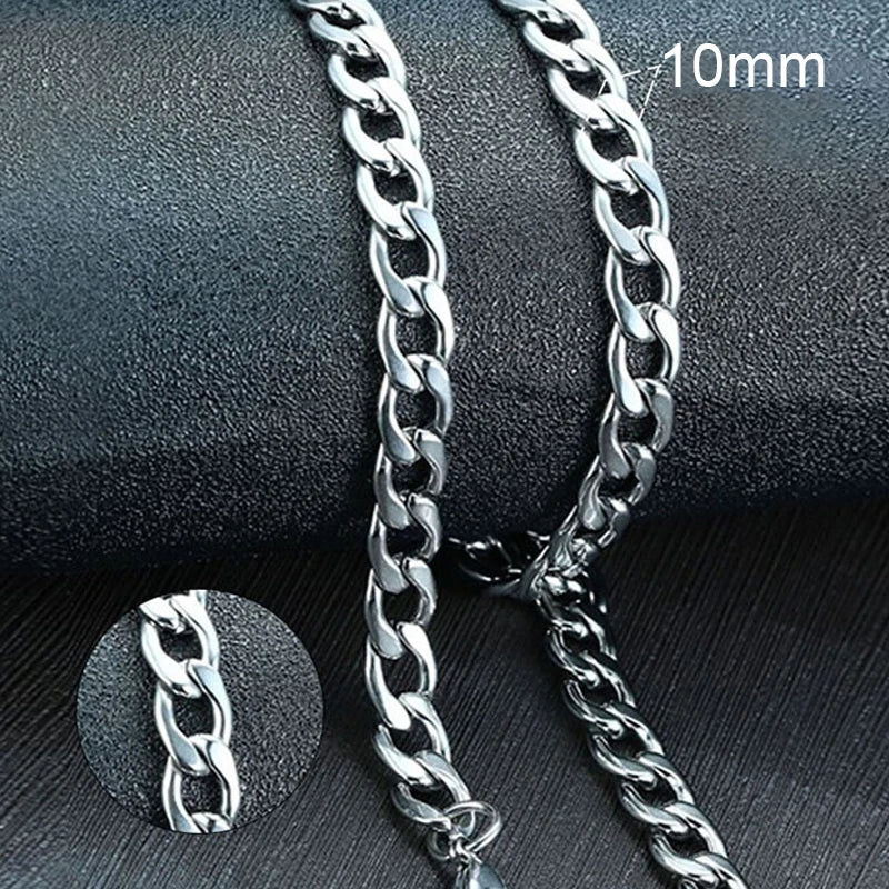 Collier de chaîne à maillons cubains pour hommes en acier inoxydable Couleur or noir Collier ras du cou Bijoux Cadeaux pour lui