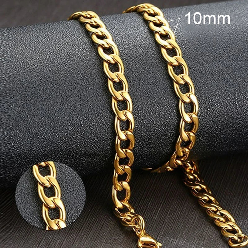 Collier de chaîne à maillons cubains pour hommes en acier inoxydable Couleur or noir Collier ras du cou Bijoux Cadeaux pour lui