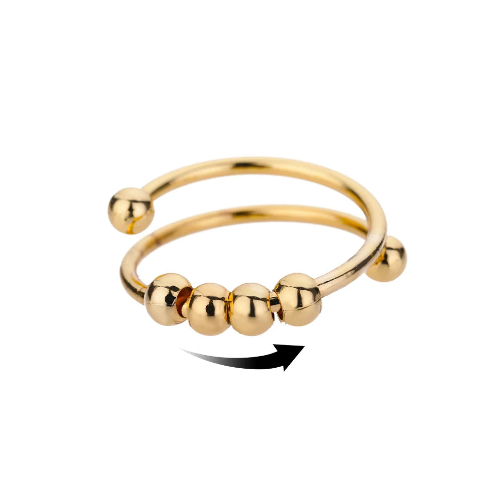Anneaux anti-stress, anxiété, fidget pour femmes, en acier sans satin, Spinner, tournesol, étoile de soleil, bijoux à la mode,