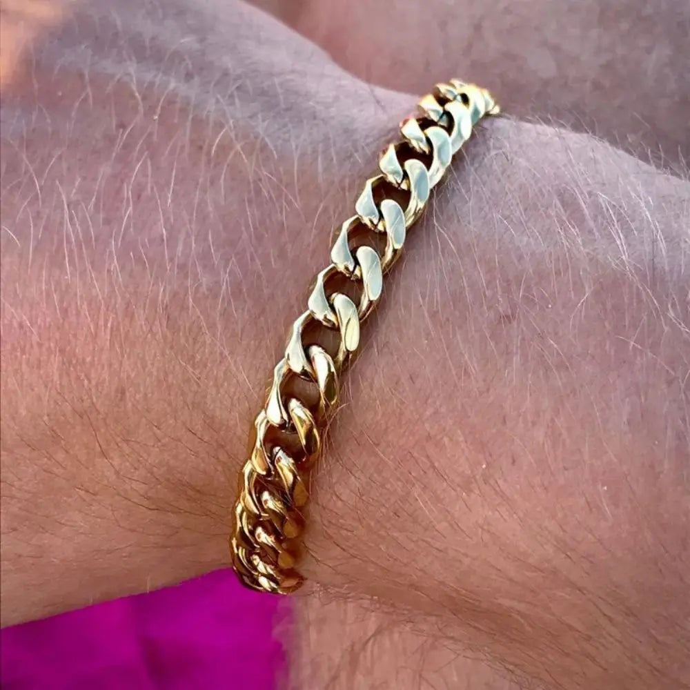 Wannee New Trendy Cuban Chain Men Bracelet Classic Stainless Steel 3 5 7mm Largeur Chaîne Bracelet Pour Hommes Femmes Bijoux Fête Cadeau