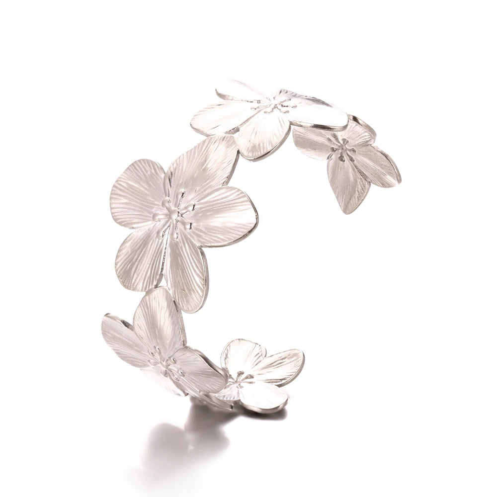 Bracelet manchette fleur Bracelet pour femmes Couleur or Flora Bracelets en acier inoxydable Casting Esthétique Couple Bracelet Bijoux pulseras