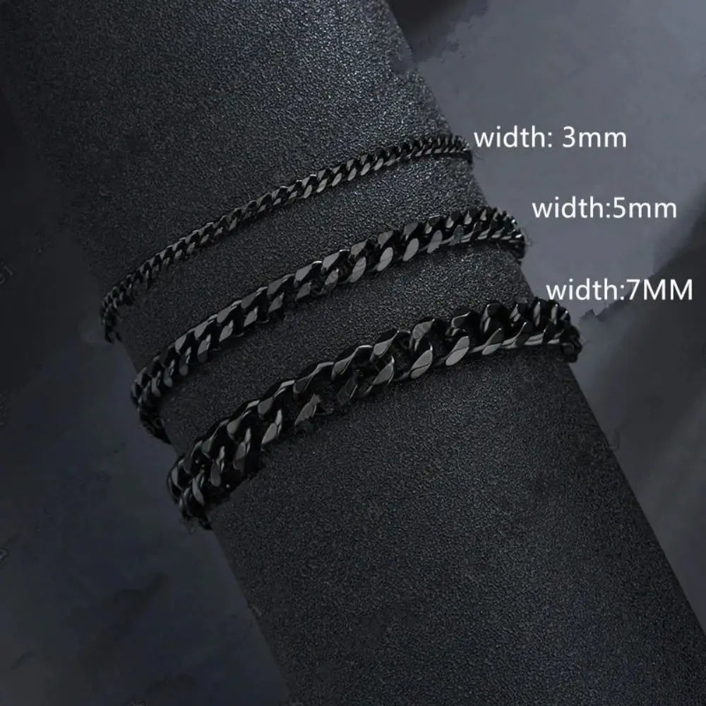 Wannee New Trendy Cuban Chain Men Bracelet Classic Stainless Steel 3 5 7mm Largeur Chaîne Bracelet Pour Hommes Femmes Bijoux Fête Cadeau