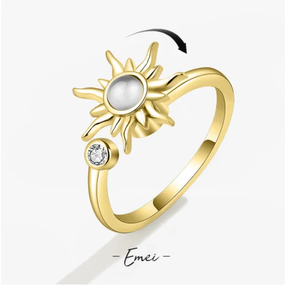 Anneaux anti-stress, anxiété, fidget pour femmes, en acier sans satin, Spinner, tournesol, étoile de soleil, bijoux à la mode,