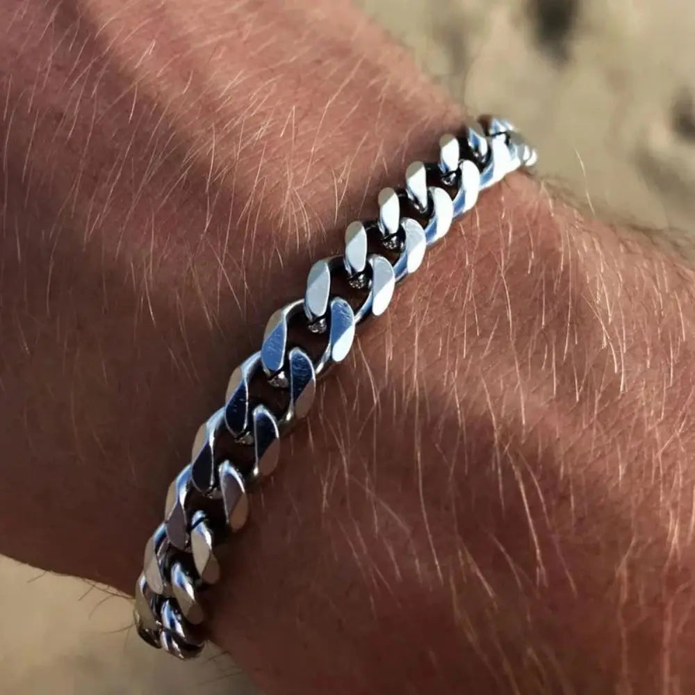 Wannee New Trendy Cuban Chain Men Bracelet Classic Stainless Steel 3 5 7mm Largeur Chaîne Bracelet Pour Hommes Femmes Bijoux Fête Cadeau