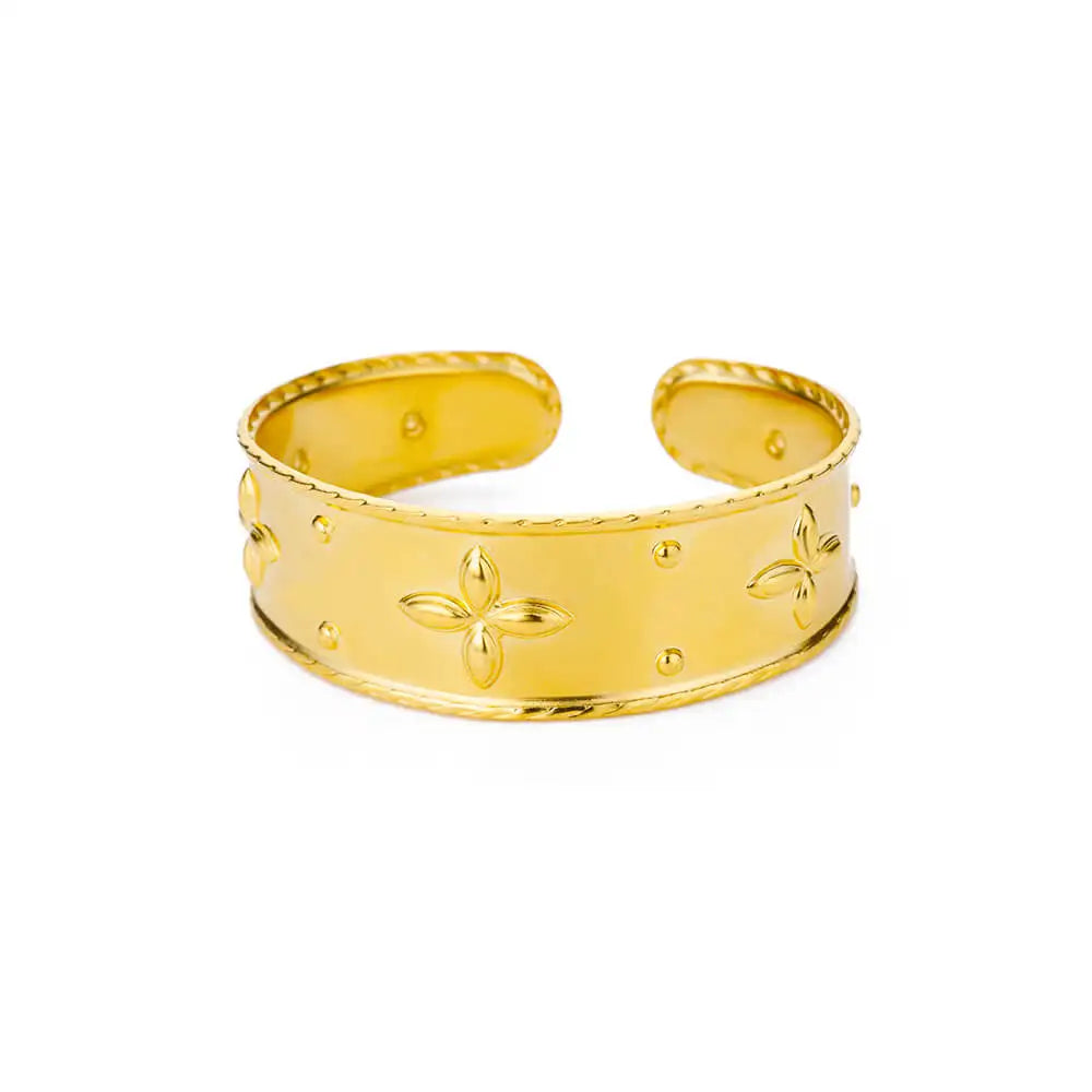 Bracelet manchette fleur Bracelet pour femmes Couleur or Flora Bracelets en acier inoxydable Casting Esthétique Couple Bracelet Bijoux pulseras