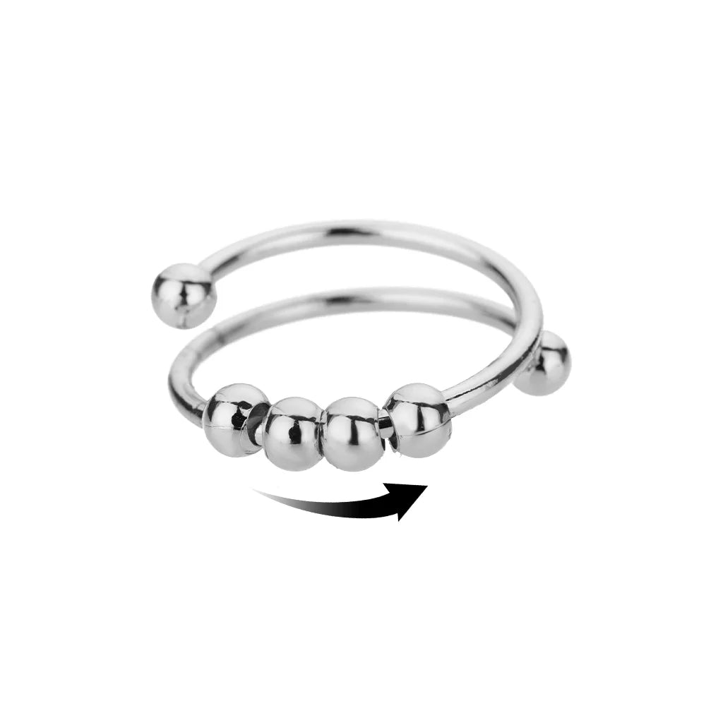 Anneaux anti-stress, anxiété, fidget pour femmes, en acier sans satin, Spinner, tournesol, étoile de soleil, bijoux à la mode,