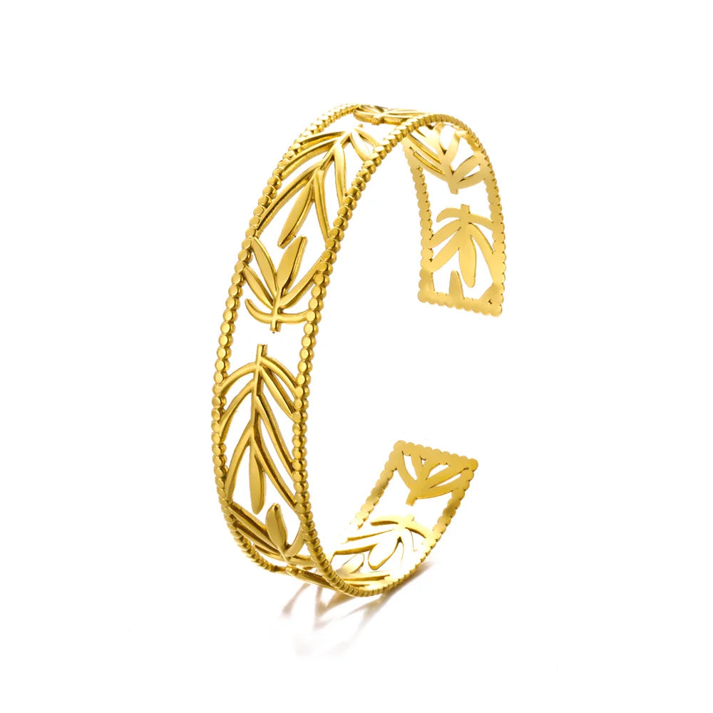 Bracelet manchette fleur Bracelet pour femmes Couleur or Flora Bracelets en acier inoxydable Casting Esthétique Couple Bracelet Bijoux pulseras