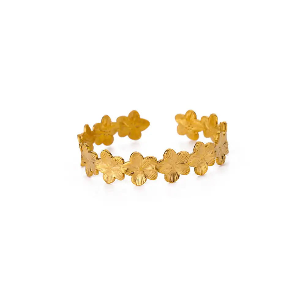 Bracelet manchette fleur Bracelet pour femmes Couleur or Flora Bracelets en acier inoxydable Casting Esthétique Couple Bracelet Bijoux pulseras