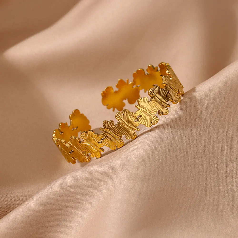 Bracelet manchette fleur Bracelet pour femmes Couleur or Flora Bracelets en acier inoxydable Casting Esthétique Couple Bracelet Bijoux pulseras
