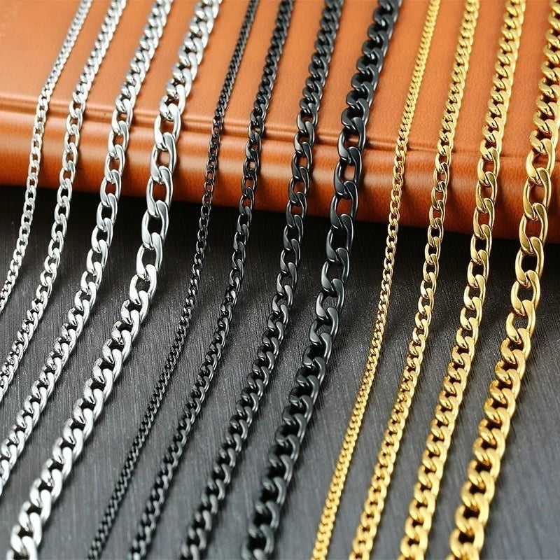 Collier de chaîne à maillons cubains pour hommes en acier inoxydable Couleur or noir Collier ras du cou Bijoux Cadeaux pour lui